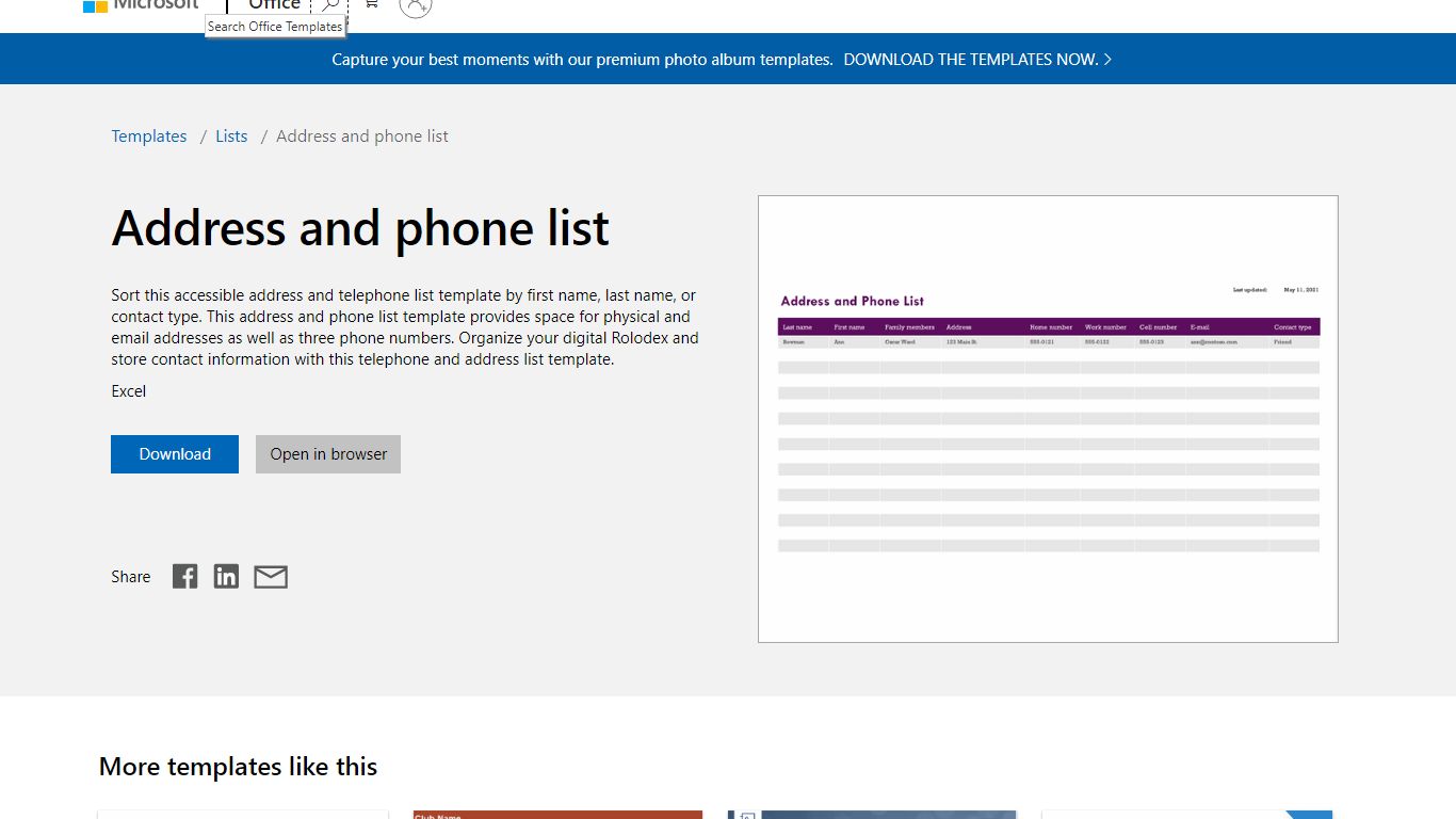 Address and phone list - templates.office.com